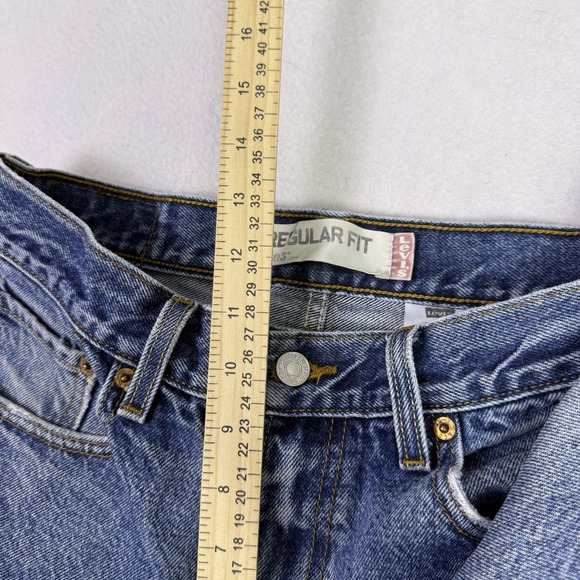 Levi's 505 Regular Fit Mens Jeans 30x29 Blue Denim Medium Wash Straight Leg - Picture 6 of 8